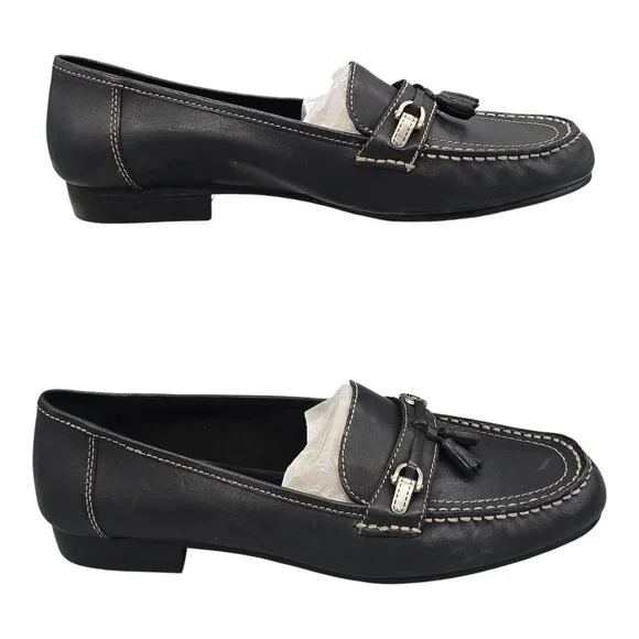 Womens Mootsies Tootsies Black Leather Loafers Flats Size 10W Comfort Slip On - Picture 4 of 12